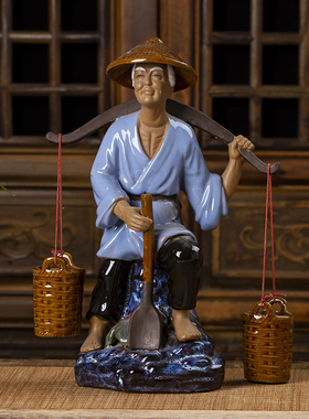 美吔陶瓷长辈送礼渔婆大利摆件