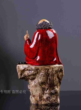 摆件石湾全瓷倒流香达摩祖师