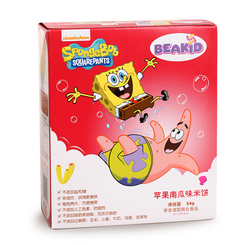 汤团妈妈环球婴童店Beakid海绵宝宝米饼干婴儿零食磨牙棒6入口即化无9添加12个月辅食3