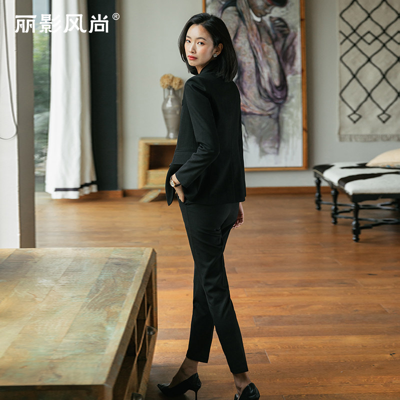 黑色小西装韩版秋季气质2020新款 丽影风尚职业女裤套装