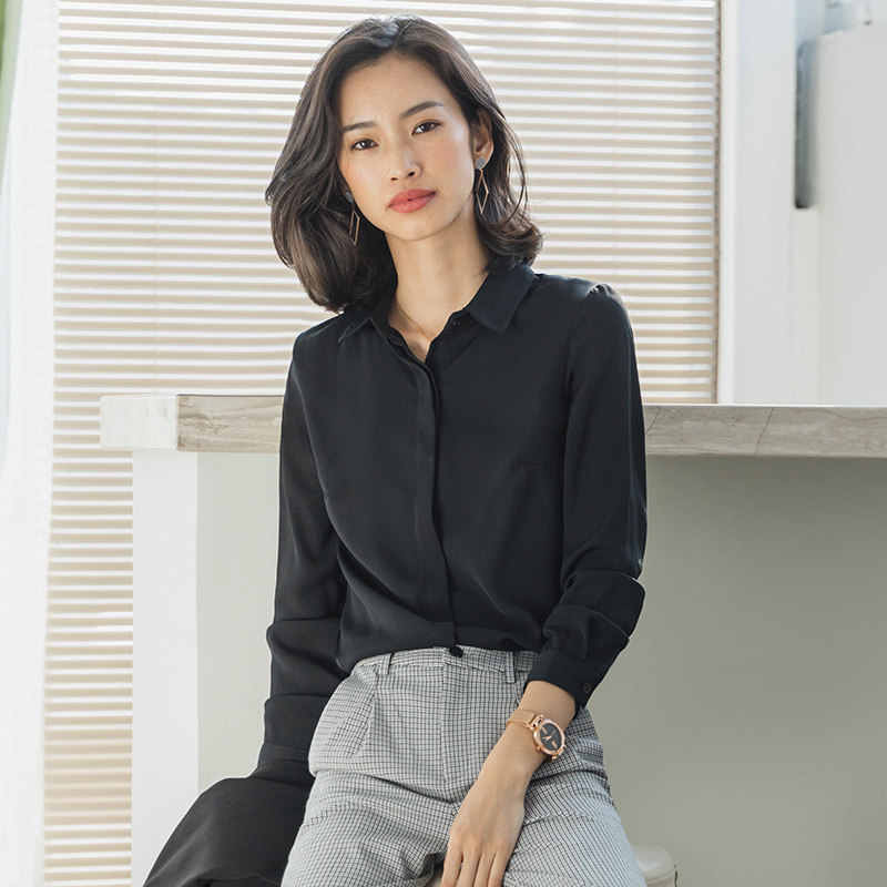 黑色工作服职业气质韩版长袖衬衫 丽影风尚衬衫