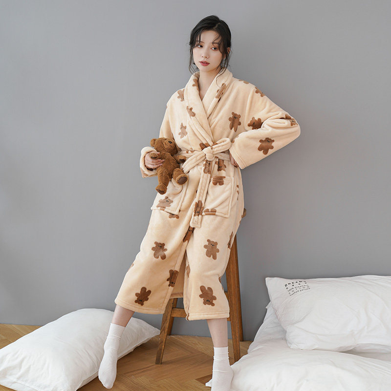 加长款珊瑚绒睡袍2021年春秋晨袍 格格咪睡袍/浴袍
