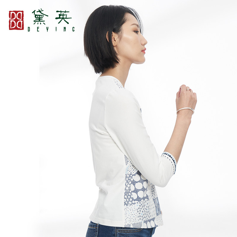 黛英2020夏季新款白色印花打底衫 黛英T恤