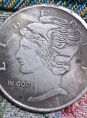 6个免邮 银圆银元仿真品大洋龙洋银币古币钱币外国女神像背柱子