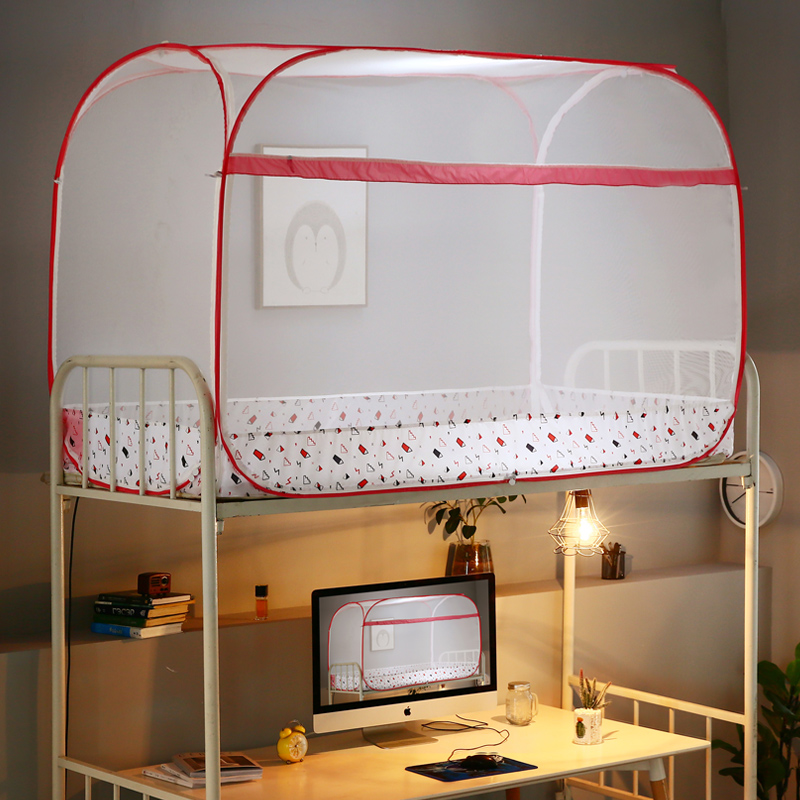 蚊帐学生宿舍蒙古包可折叠上下铺单床家用0.85米儿童免安装子母床-图1