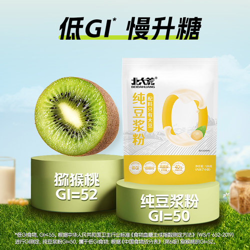 北大荒纯豆浆粉126g*2袋低GI低嘌呤高膳食纤维营养早餐高蛋白 - 图0