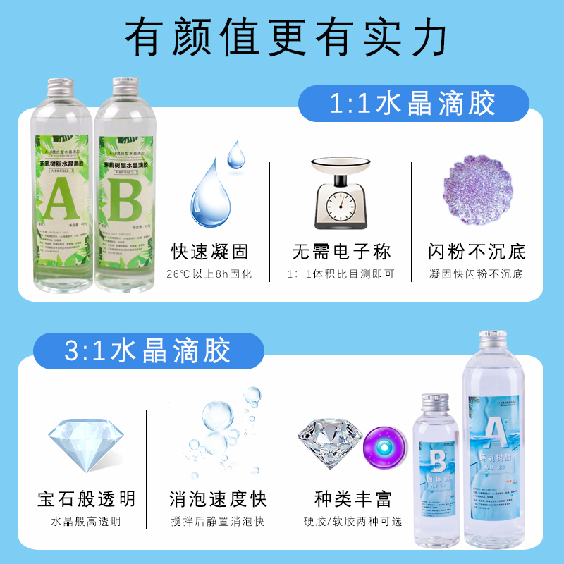 ab胶水晶滴胶环氧树脂胶手工diy手机壳手镯模具uv胶材料包套装