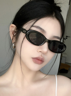 韩版椭圆米钉太阳镜2025新款墨镜