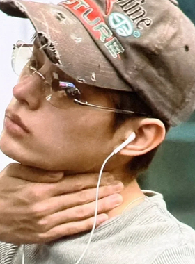 痞帅cortis赵雨凡同款椭圆小脸无框眼镜复古y2k水银色凹造型墨镜