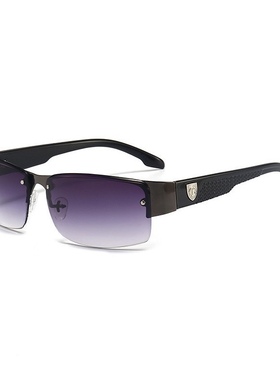 怀旧中古痞帅无框双茶色男士遮阳墨镜宽胖脸显瘦拍照造型太阳眼镜