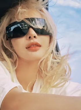 骑行酷辣霸气黑色全包围太阳眼镜网红拍照装饰一体式墨镜防风尘男