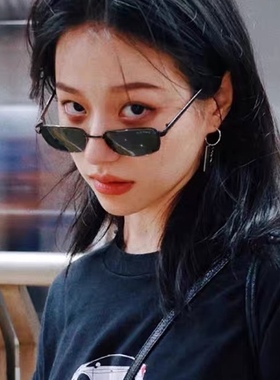 阳光猛男小脸复古窄长方形墨镜高级感嘻哈偏光太阳眼镜炸街茶红黄