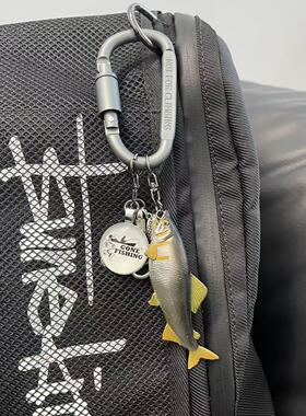 红雕鱼路亚手杆钓鱼人礼物海钓台钓背包挂件钥匙扣装饰车载挂件