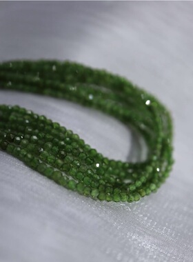 天然绿透辉圆珠角度钻切/梭编串珠材料长约39cm