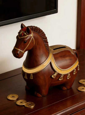 十二生肖马年招财吉祥摆件玄关装饰摆件儿童床头柜可存可取存钱罐