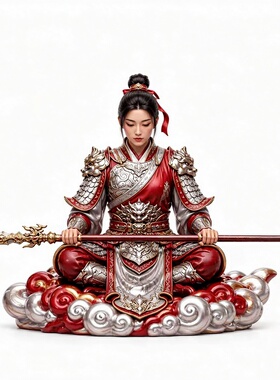 花木兰车载摆件国潮古风巾帼英雄坐姿雕像汽车中控台创意装饰摆设