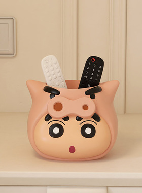 肥嘟嘟左卫门小新客厅桌面书办公室工位笔筒收纳盒杂物玄关装饰品