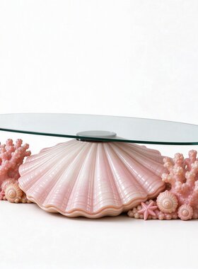 现代极简风贝壳珊瑚海洋家居客厅茶几小户型可移动落地置物架摆件