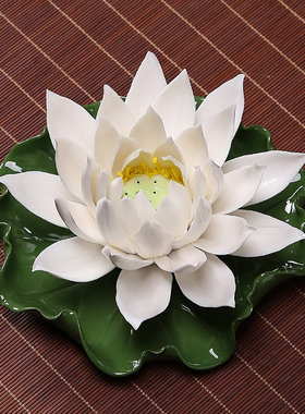 创意手工莲花线香插禅意点香器香座香托 陶瓷家用香薰炉茶道摆件