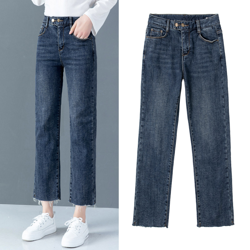 直筒宽松九分裤高腰小个子牛仔裤 dflv牛仔裤