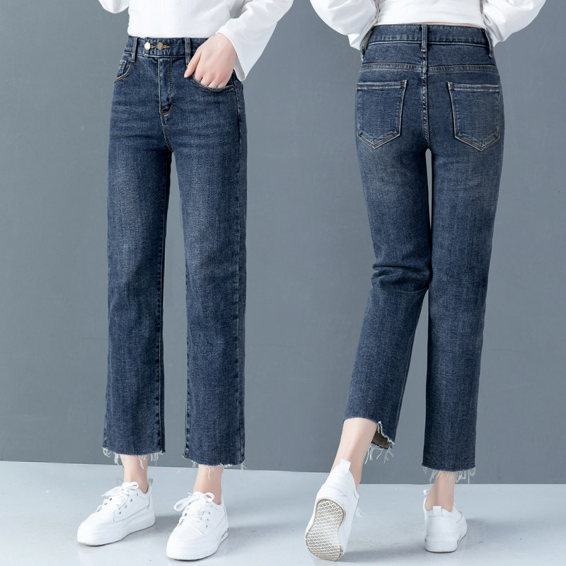 直筒宽松九分裤高腰小个子牛仔裤 dflv牛仔裤