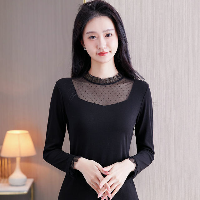 2026 Spring and Autumn New Black Modal Shirt ລຸ່ມສຸດ