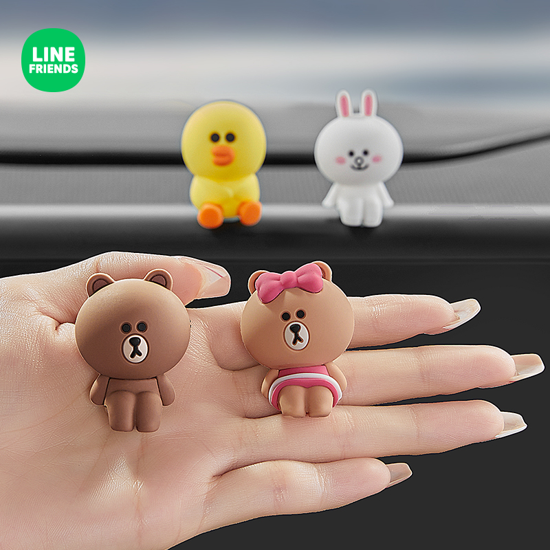 LINE FRIENDS汽车公仔摆件车载可爱中控台倒车镜装饰品3M无痕粘贴