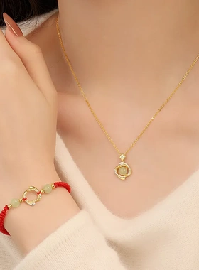 原创幸运灵蛇项链女纯银国潮新中式生肖蛇年和田玉吊坠复古毛衣链