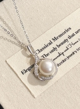 s925纯银珍珠项链女小众轻奢设计感韩版ins网红圆形几何锁骨链