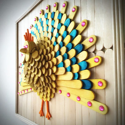 雪糕棒diy手工制作模型材料成品模型孔雀雪糕棍耗材木棒木棍包邮 虎窝淘