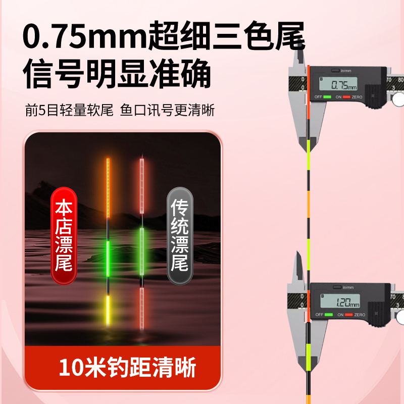 冠标0.75毫米软硬结合超细尾夜光漂高灵敏黑坑偷驴316/322电子漂 - 图1