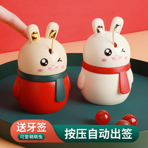 The toothpick box automatically pops up the upscale high face value home personality creativity cute little bunny bunny mesh red toothpick cylinder barrel jar