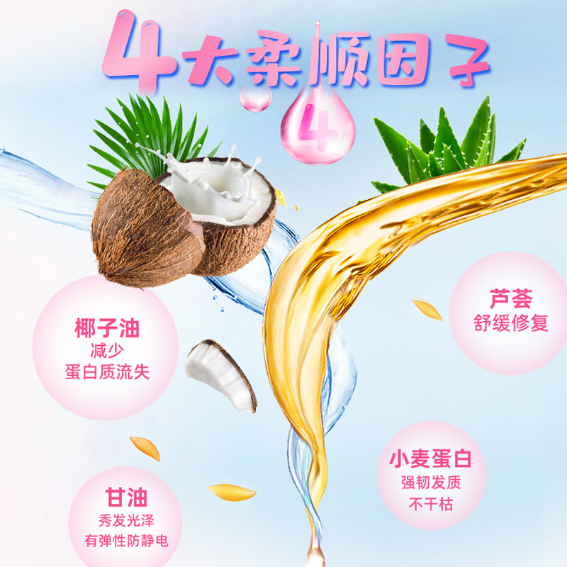 德国Bubchen贝臣女孩儿童洗发水护发素3-15岁无硅油柔顺不打结3瓶