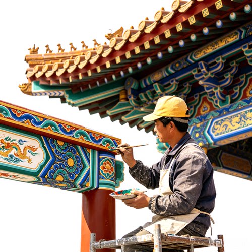 古建筑寺庙雕像神像寺院横梁廊柱天花板彩画壁画手绘彩绘上色修缮 - 图3