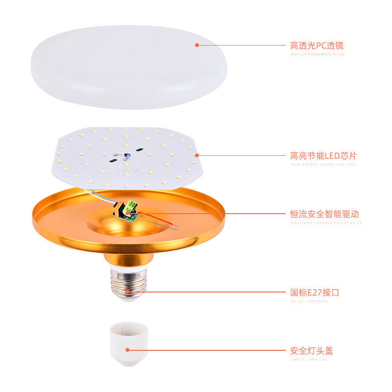 飞碟led节能灯超亮灯泡e27螺口螺旋家用厂房卧室仓库60瓦暖黄白光 - 图0