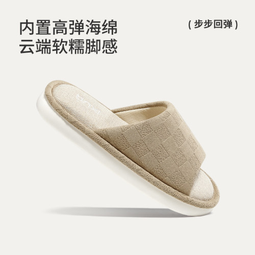 朴西倒序亚麻拖鞋女家居室内防滑软底透气吸汗四季棉麻布拖家用男 - 图2