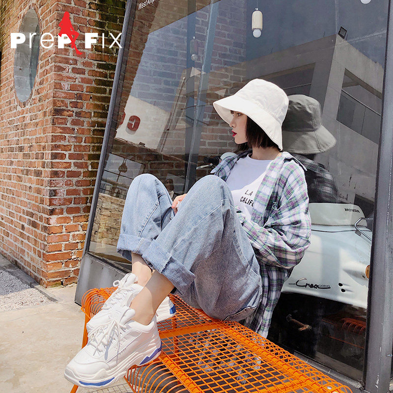 垂感直筒宽松学生阔腿裤子牛仔裤 prepfix牛仔裤