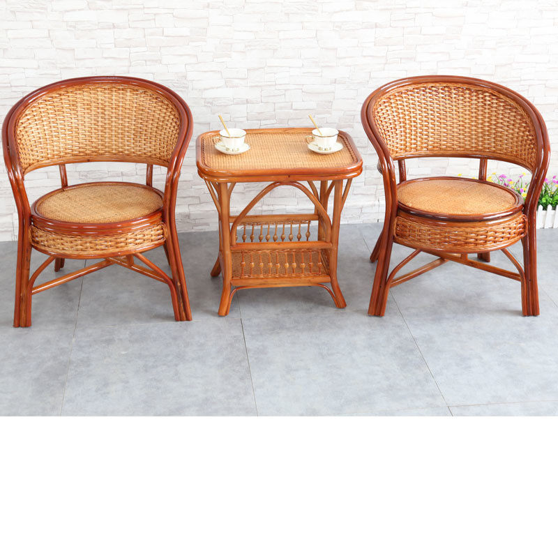 藤椅阳台休闲桌椅三件套单人座椅简约组合手工真藤编织靠背藤椅子,淘宝优惠券,粉丝福利购,淘宝优惠卷