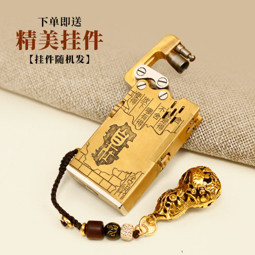 六代龙舌煤油打火机黄铜手工舍得浮雕自动弹射防风复古礼物送男友 - 图3