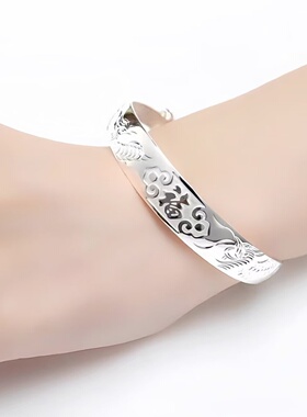 纯银龙凤福推拉手镯送妈妈