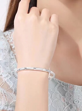 纯银四叶草手镯送女友情人节礼物