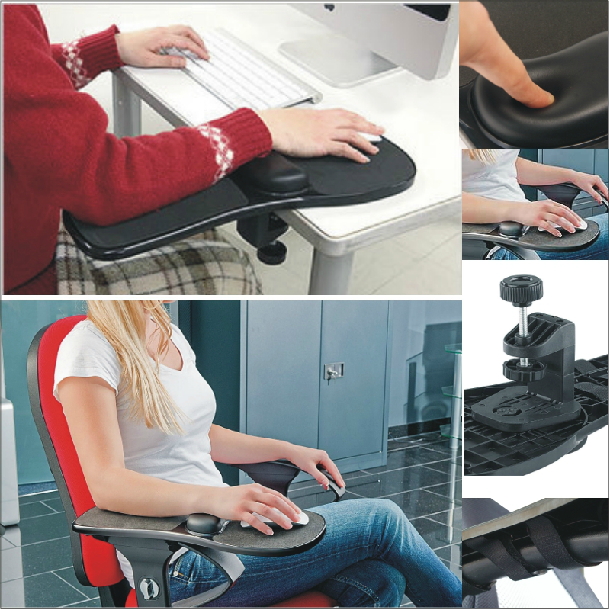 创意电脑桌手托架手臂支架椅子鼠标托架护腕垫办公手腕鼠标垫拖板办公电脑桌托架可旋转手托板缓解酸痛肘托 - 图1