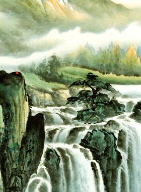 旭日东升高清画心国画山水画客厅