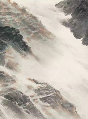 微喷晓云出谷客厅玄关水墨山水画