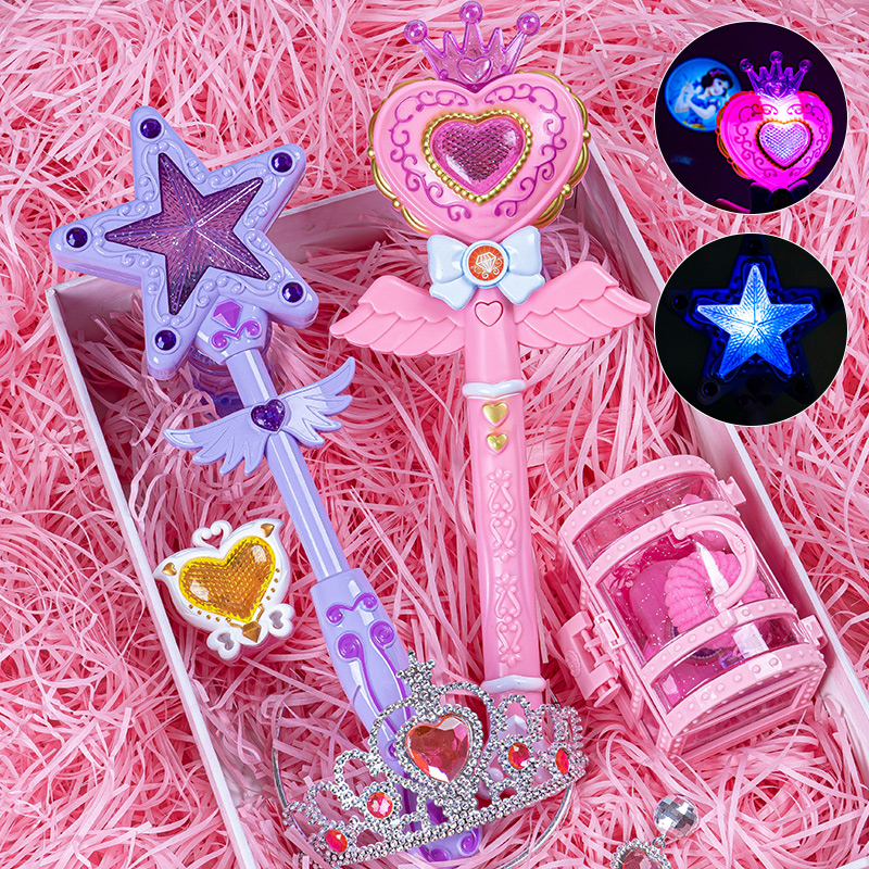 儿童圣诞节魔法棒公主女孩音乐发光变身器魔仙棒新年玩具生日礼物 - 图2