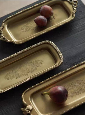 手工黄铜雕花托盘香薰收纳盘果盘