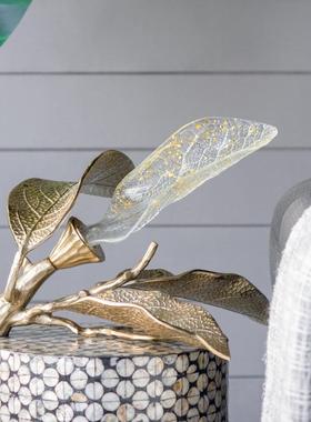 印度进口铝制琉金玻璃叶子灯