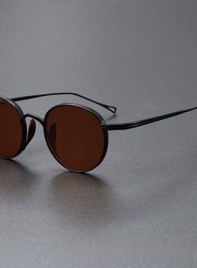 Kame万年龟同款墨镜ManNen小圆超轻纯钛男女太阳眼镜KMN113