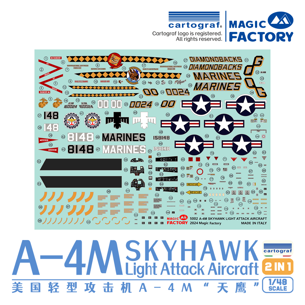 3G模型 魔力工厂塑料拼装 MF-5002 1/48 美国轻型攻击机 A-4M天鹰 - 图3