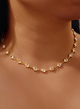 项链女轻奢小众设计感锁骨链2025新款爆款高级感颈链铜镶锆卡脖链